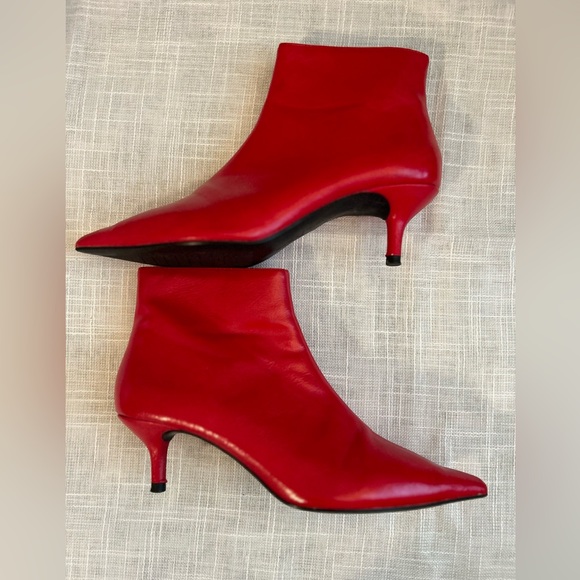 Zara Red Heeled Ankle Boots - Picture 5 of 9